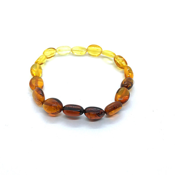 Multicolor Amber Rainbow Small Stretch Bracelet