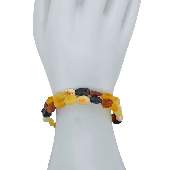Multicolor Matte-Finish Amber Memory Wire Bracelet