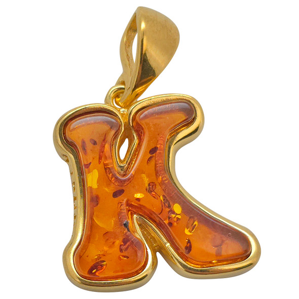 Amber Gold Plated Silver Alphabet Collection Letter K Pendant