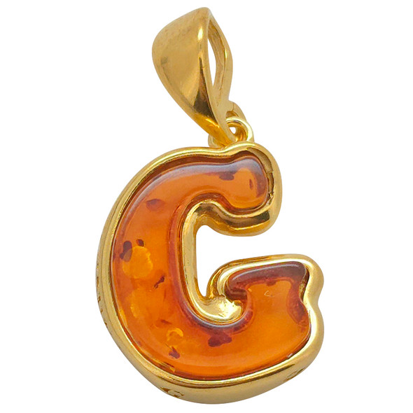 Amber Gold Plated Silver Alphabet Collection Letter G Pendant