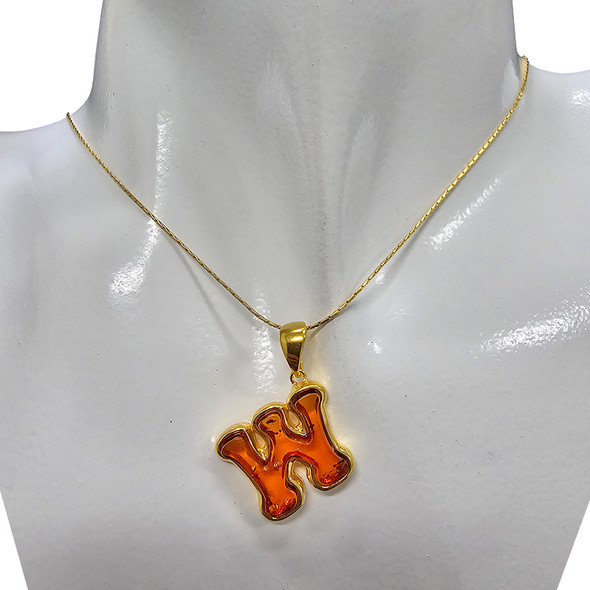 Amber Gold Plated Silver Alphabet Collection Letter W Pendant