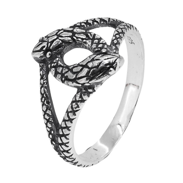 Interlocking Snakes Sterling Silver Ring