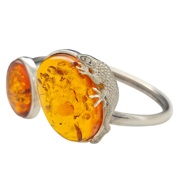 Amber Silver Lizard Cuff Bracelet (6612)