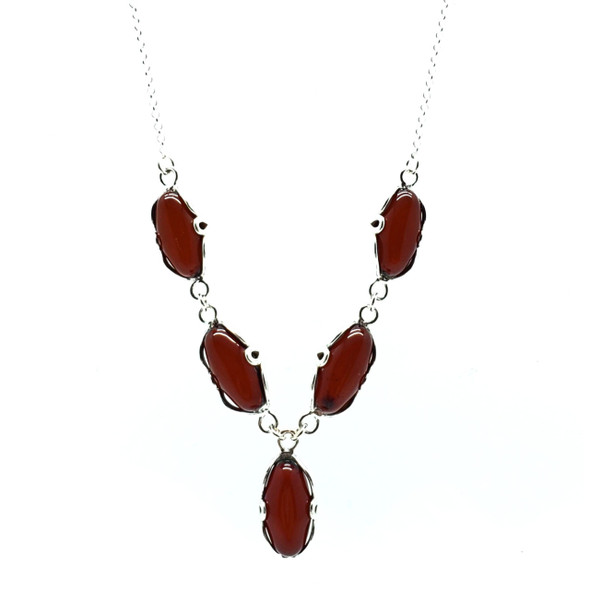 Cherry Amber Sterling Silver Necklace ---