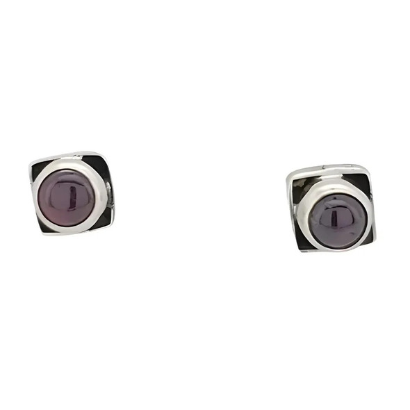 Garnet Sterling Silver Stud Earrings ....