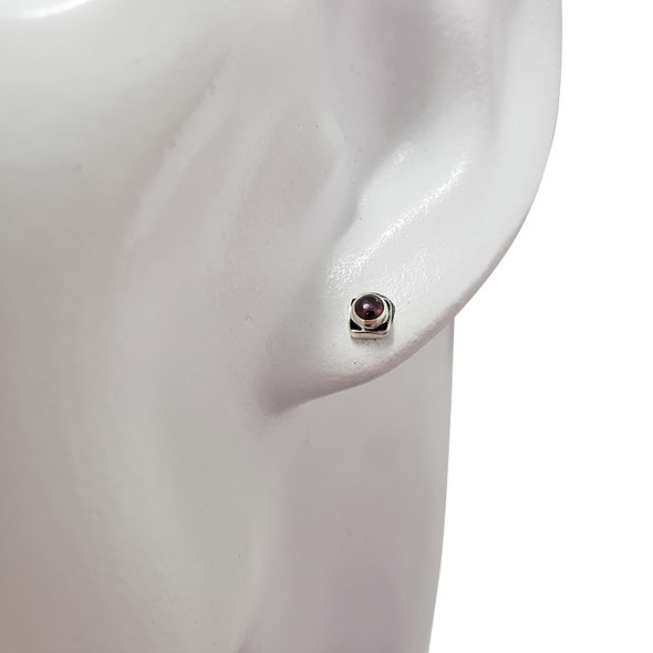 Garnet Sterling Silver Stud Earrings ....