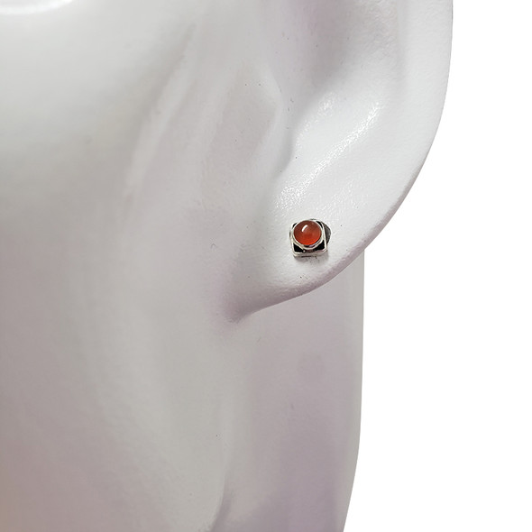 Red Onyx Sterling Silver Stud Earrings ----
