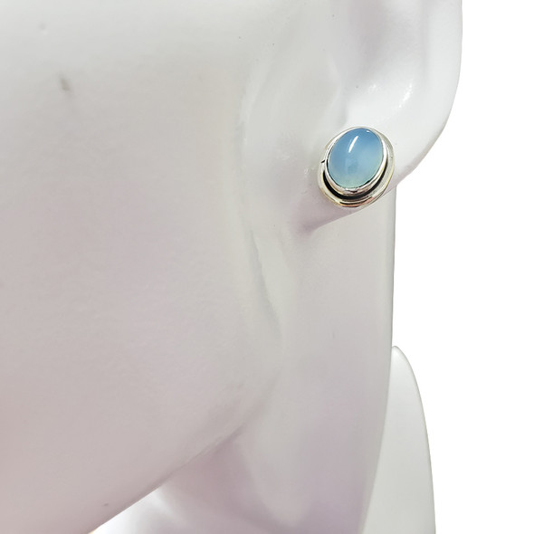 Blue Chalcedony Sterling Silver Stud Earrings ----