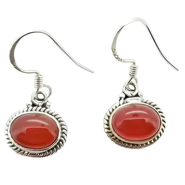 Red Onyx Sterling Silver Dangle Earrings
