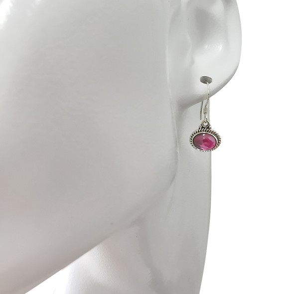Garnet Sterling Silver Dangle Earrings (E-GR-5172)