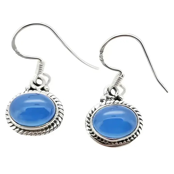 Blue Chalcedony Sterling Silver Dangle Earrings