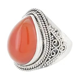 Red Onyx Teardrop Thick Sterling Silver Unisex Statement Ring