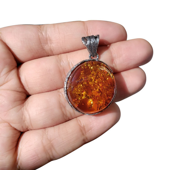 Cognac Amber Handmade Pendant ....