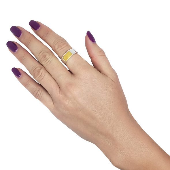 Butterscotch Amber Sterling Silver Ring ----