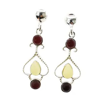 Multicolor Amber Sterling Silver Earrings