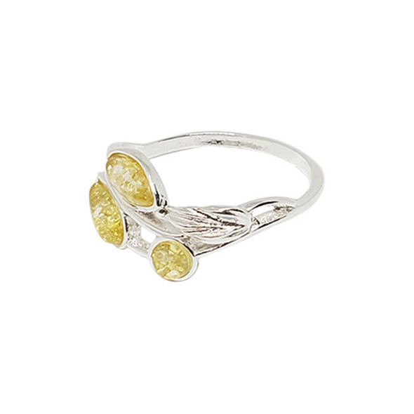 Citrine Amber Sterling Silver Ring ----