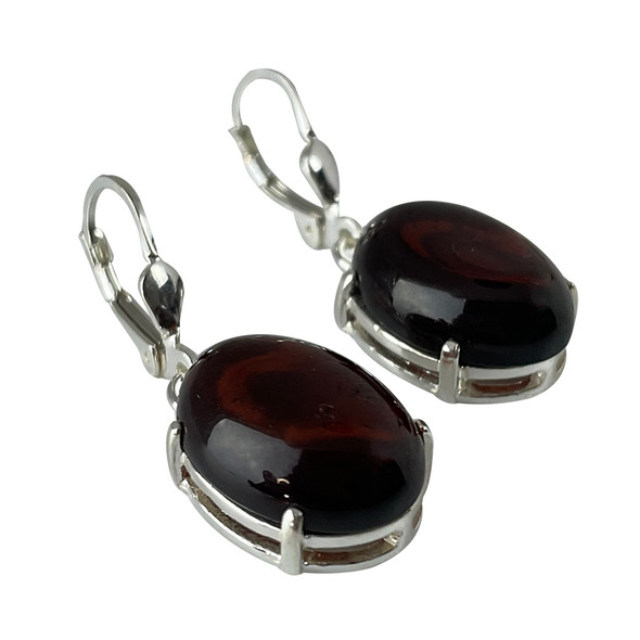 Baltic Amber Sterling Silver Earrings. Amber Jewelry (E-CH-2990-B)