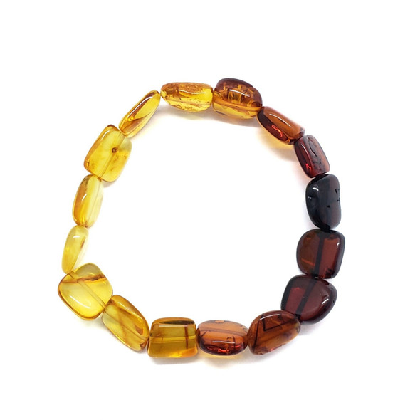 Multi Color Amber "Rainbow" Stretch Bracelet --