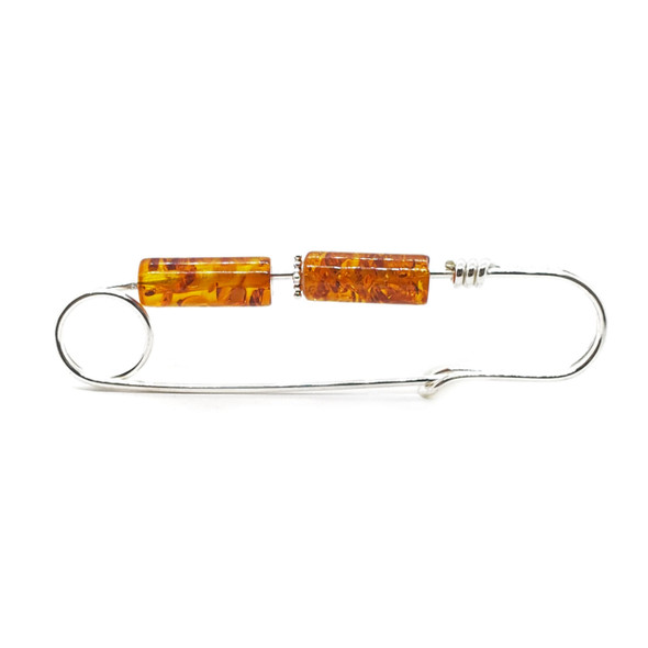 Cognac Amber Safety Pin /Brooch ...