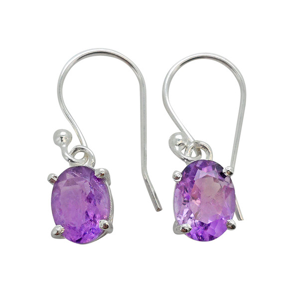 Amethyst Sterling Silver Earrings On Hooks ----