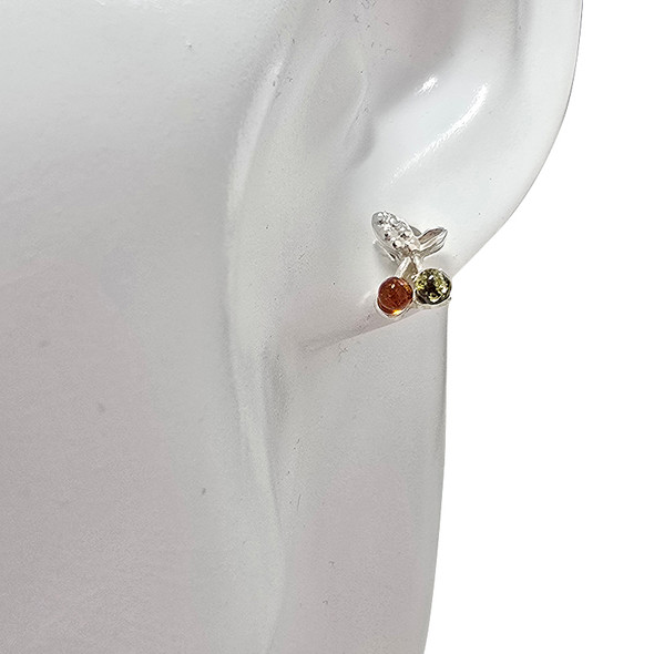Cherries Multicolor Amber Stud Earrings