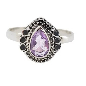 Faceted Amethyst Sterling Silver Ring