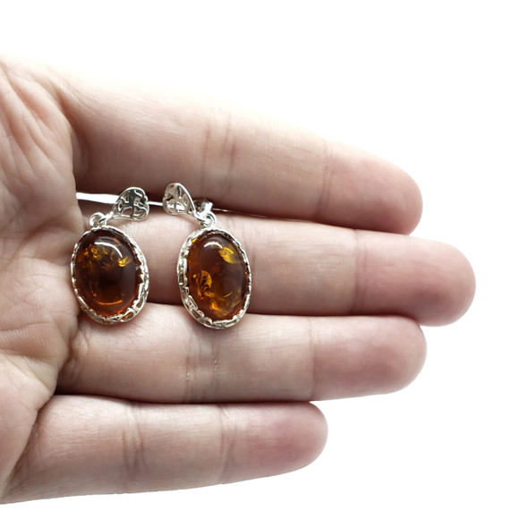 Baltic Amber Sterling Silver Earrings. Amber Jewelry E-CG-2537-A