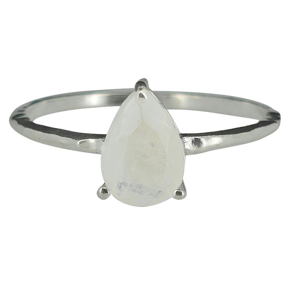 Faceted Moonstone Sterling Silver Ring
