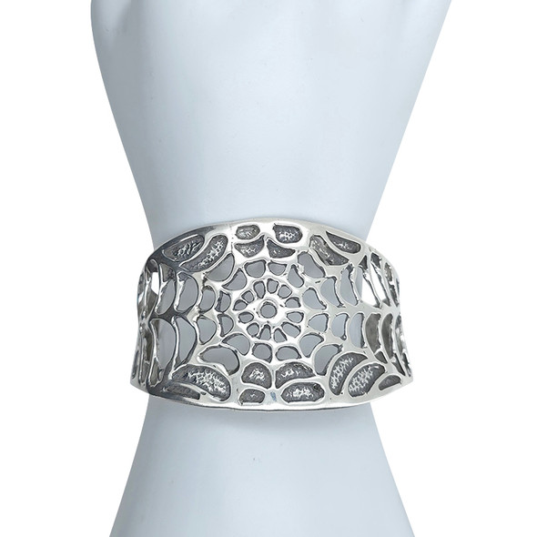 Sterling Silver Spiderweb Cuff Bracelet