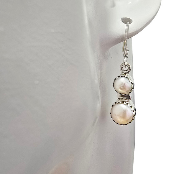 Round Pearl Earrings On Hooks