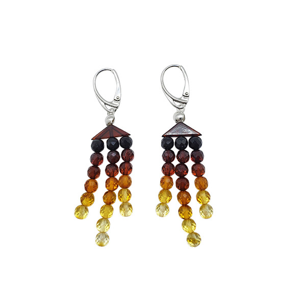 Faceted Multicolor Amber Dangle Earrings