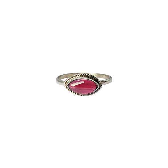 Garnet Stone Sterling Silver Ring (R-GR-2542)