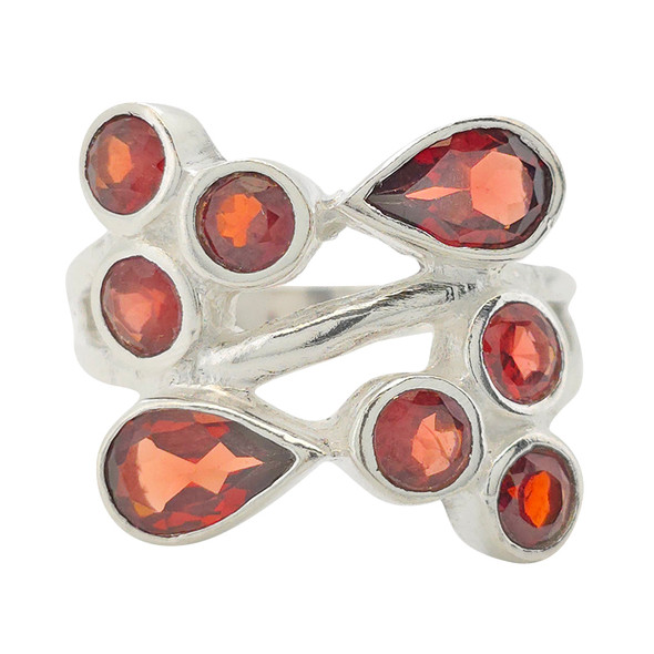 Garnet Sterling Silver Ring (R-GR-6174)