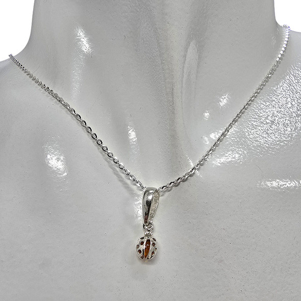 Cognac Amber Small Ladybug Pendant