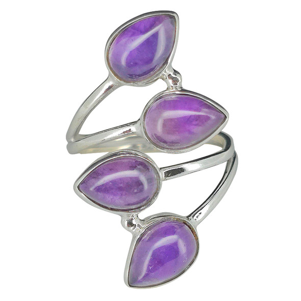 4-Stone Amethyst Adjustable Ring