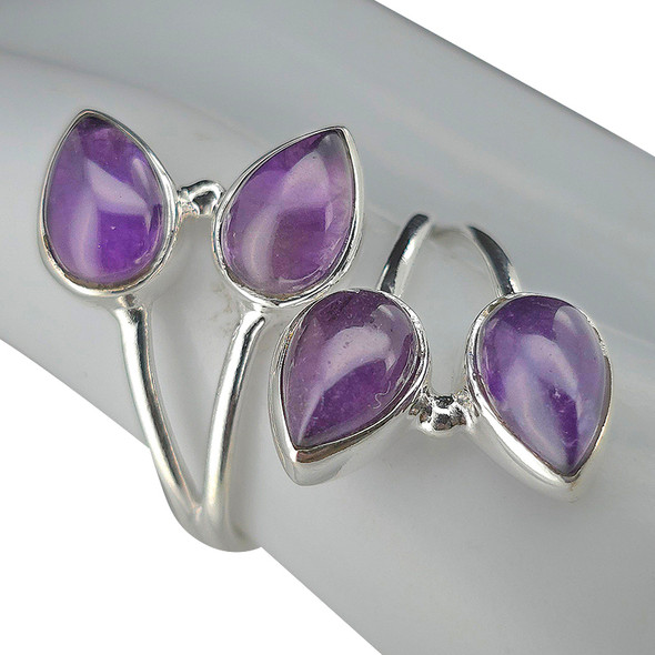 4-Stone Amethyst Adjustable Ring