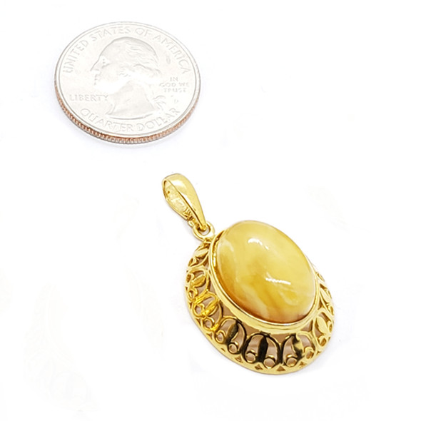 Butterscotch Amber Gold Plated Silver Pendant (P-CG-1507-A)