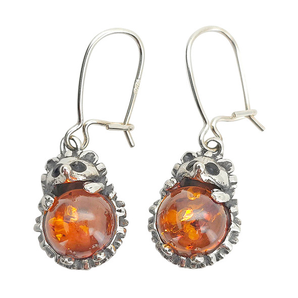 Cognac Amber Hedgehog Earrings