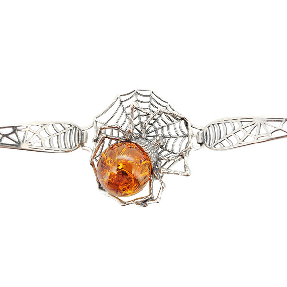 Cognac Amber Spiderweb Cuff Bracelet