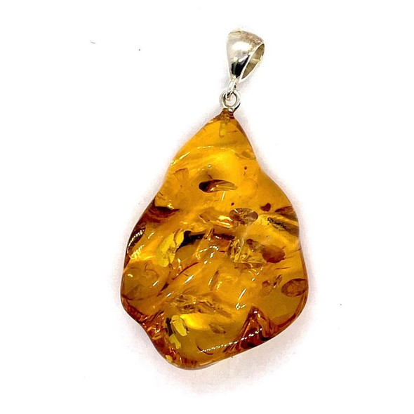 Free-Form Wave Design Drop Amber Pendant
