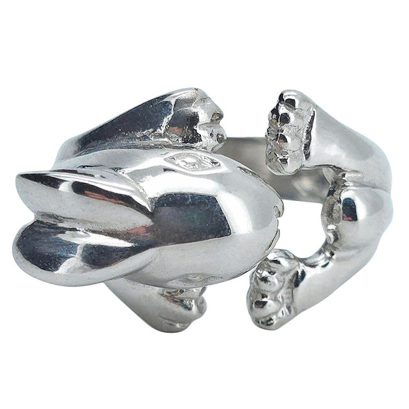 Bunny Rhodium Plated Silver Ring