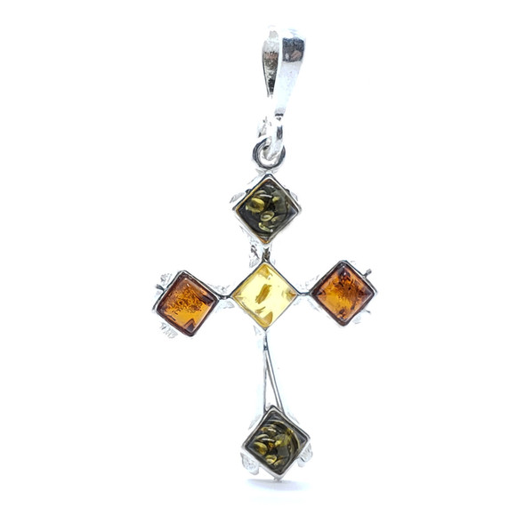 Multi-Color Amber Cross Pendant(1016)