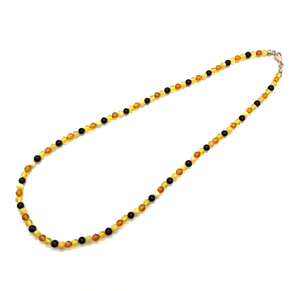 Multi Color Amber Round Shaped Beaded Necklace/Pendant Chain 19''