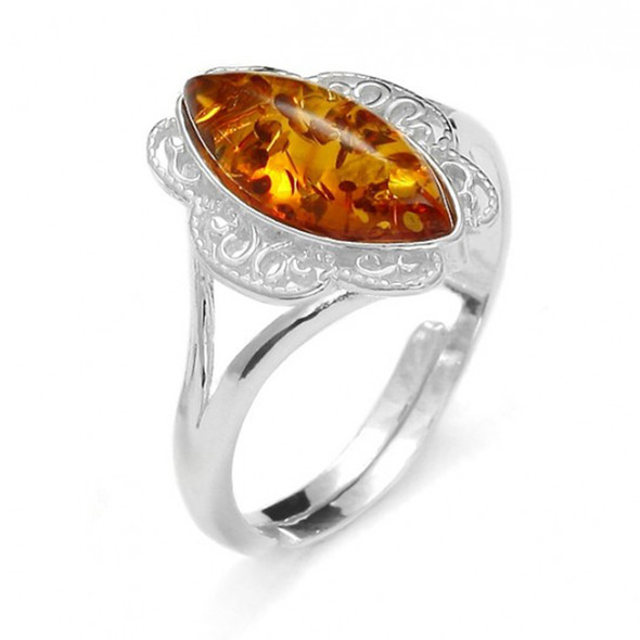Cognac Amber Sterling Silver Ring (R-CG-1721-A)