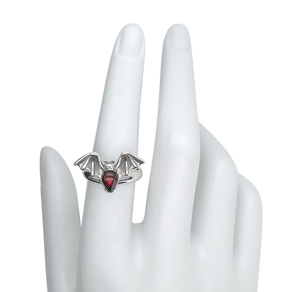 Amber Sterling Silver Bat Adjustable Ring