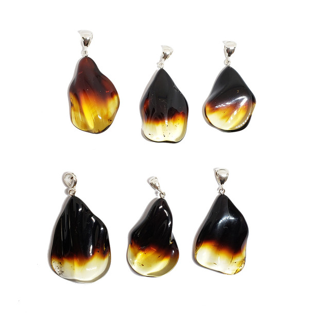 Amber Freeform Ombre Sterling Silver Pendant
