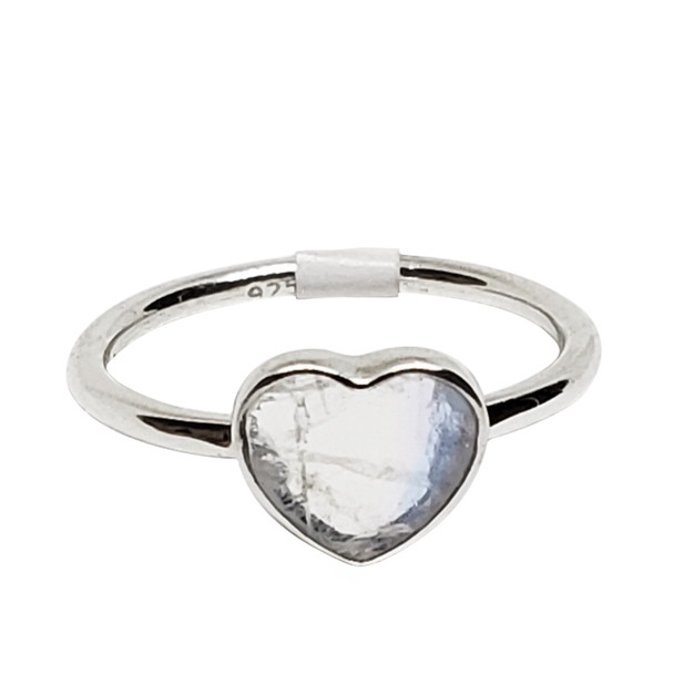 Heart Moonstone Sterling Silver Ring