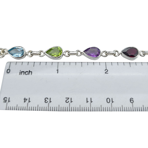 Gemstones Sterling Silver Link Bracelet
