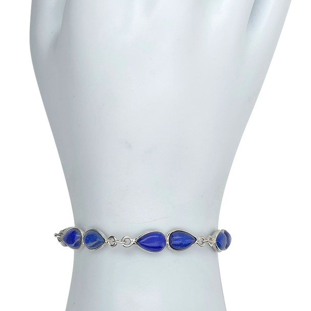 Sterling Silver Lapis Link Bracelet