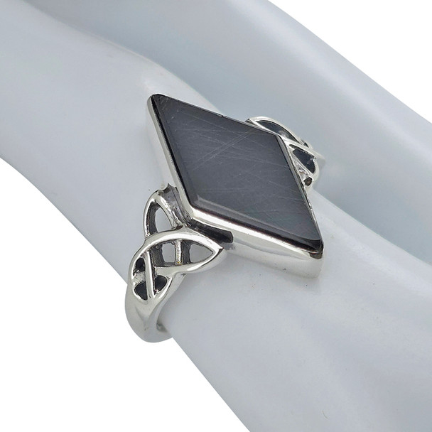 Black Onyx Sterling Silver Ring. A marquise-shaped black onyx gemstone is set in genuine .925 sterling silver. Elegant gemstone ring.